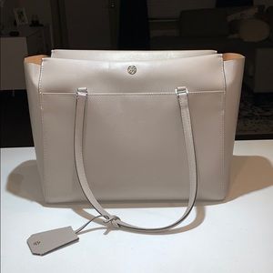 Tory burch Robinson Leather Tote - Grey